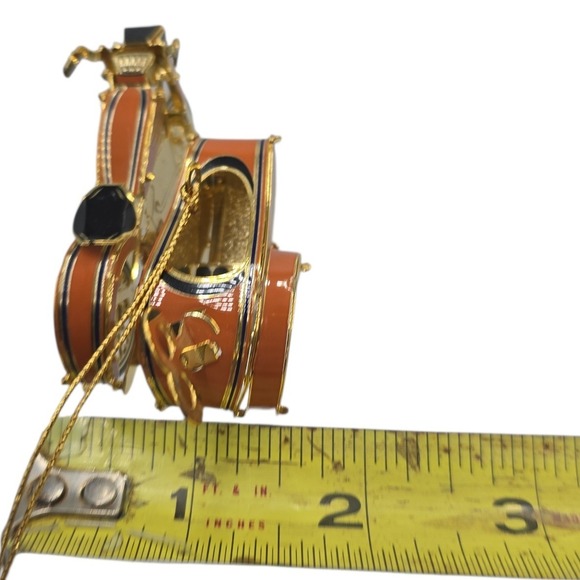 Baldwin 2008 Wind Up Motorcycle with Sidecar Ornament Gold Tone Enamel - Picture 8 of 8